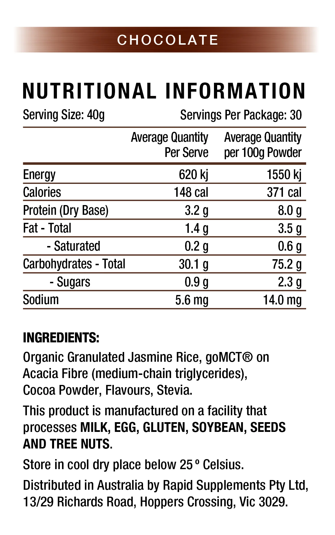 Nutrition info